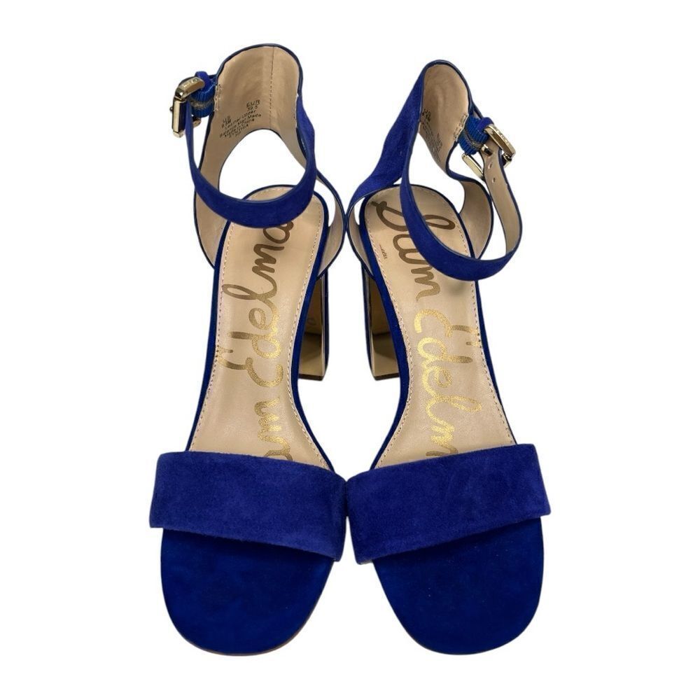 Sam Edelman Blue Gold Suede Open Toe Shoes Sandals Sandals Sz 9.5